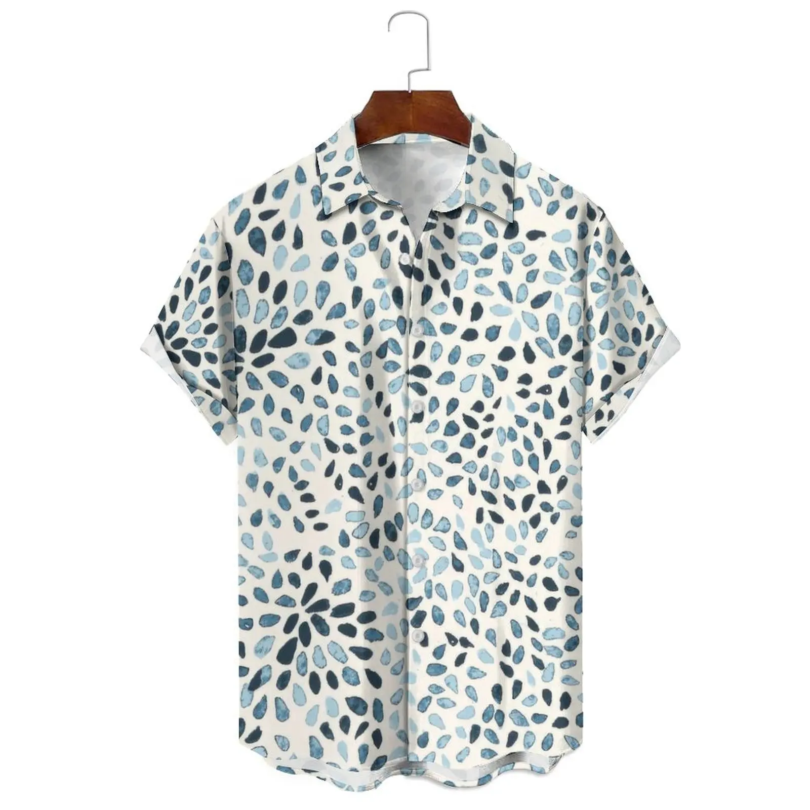 

Summer Men's/Women's Fashion Morandi Color Irregular Print Solid Color Loose Casual Lapel Single-Breasted Short-Sleeved Shirt