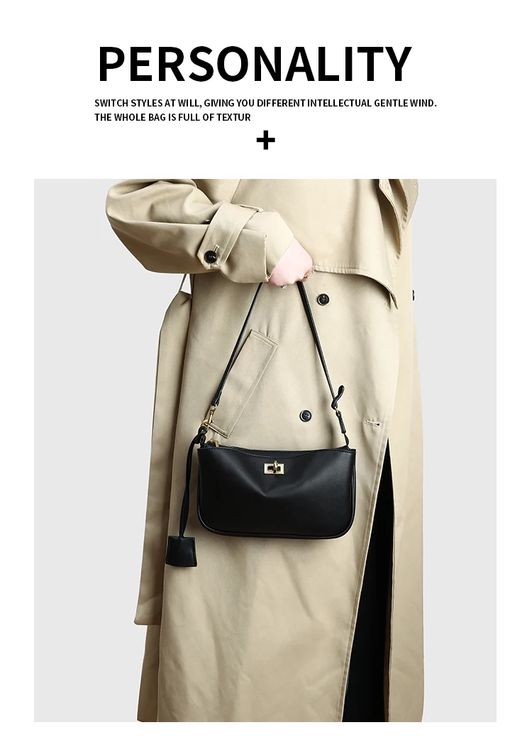Luxuriöse Damen-Schultertasche aus Spaltleder - Klassische Paris Tote-Handtasche, Einfache Umhängetasche mit Metallschnalle – Detail 21