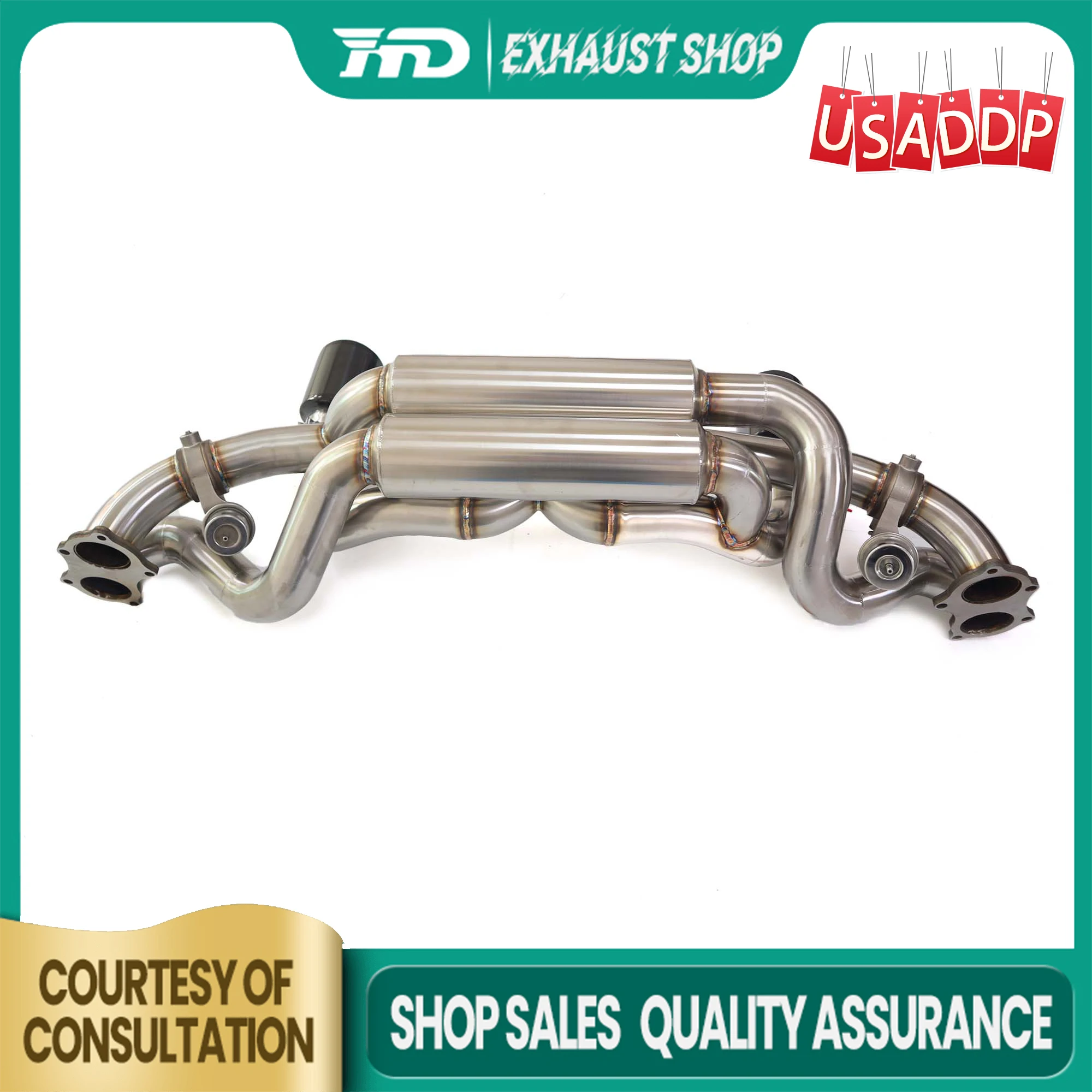 

High Quality Catback For Porsche 718 GT4 GTS Spyder Stainless Steel Exhaust System Vacuum Valve Muffler Tips Racing Pipe HMD
