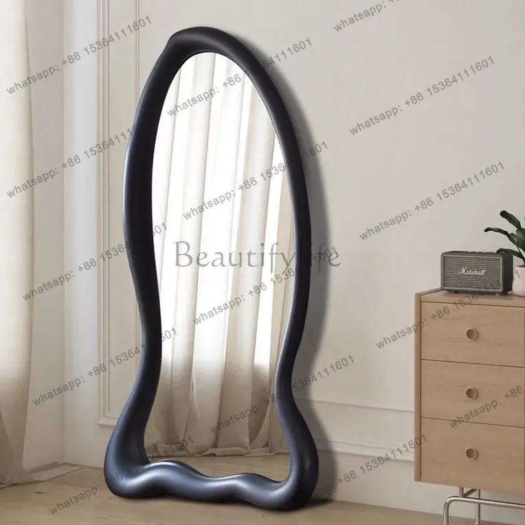 LS Nordic creative full-body mirror irregular modeling B & B art against the wall floor-to-ceiling mirror living room entry