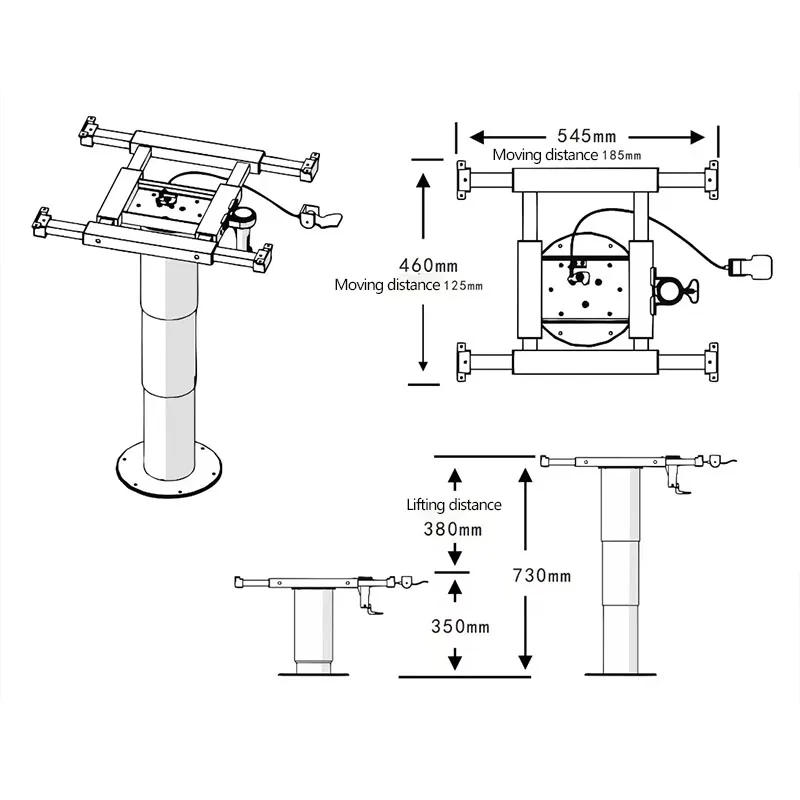 Rv Camper Parts Other Rv Parts & Accessories Hight Adjustable Black Aluminum Pneumatic Table Leg for Sprinter Rv