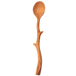 Japanese Style Beech Spoons Branch Shape Long Handle Scoop Coffee Stirring Spoon Tableware