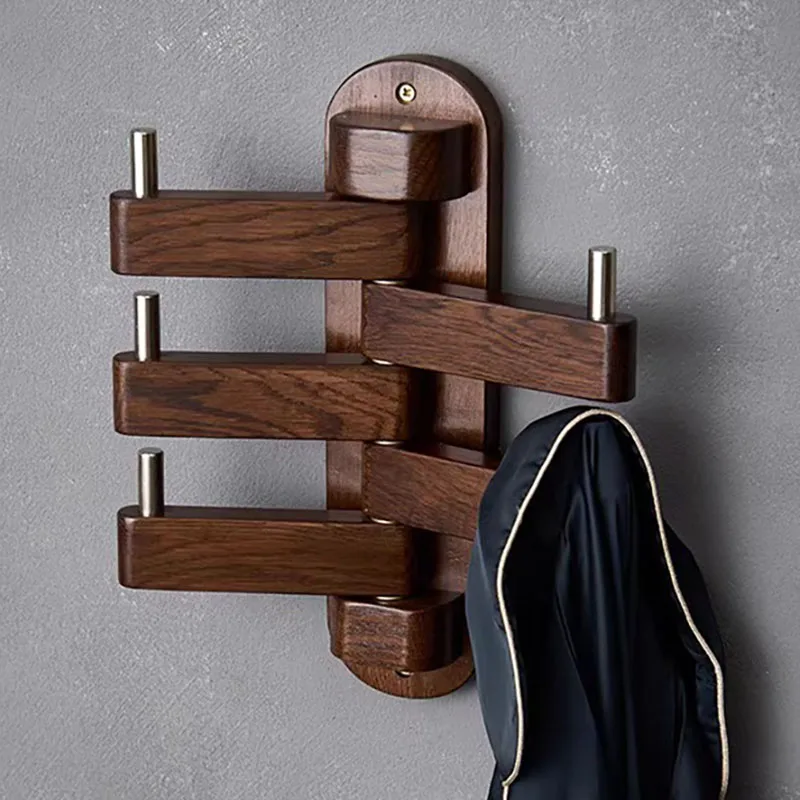 Nordic Solid Wood Coat Racks Living Room Bedroom Entrance Hanging Clothes Rack Rotatable Wall Mount Hanging Bag Clothing Hook