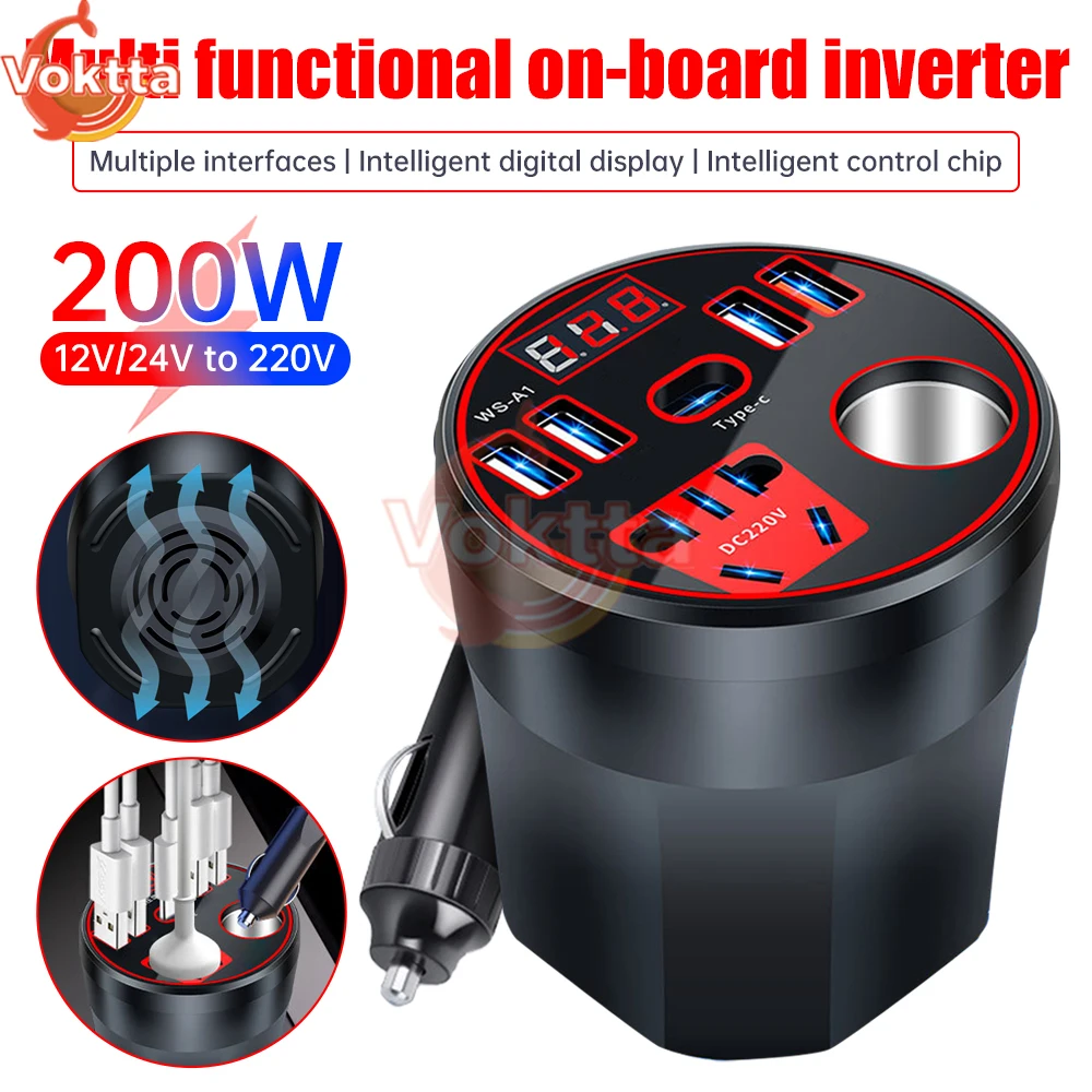 

Car Power Inverter Universal 12V/24V to 220V Converter Multi-function Charger Socket Fast Charging Car Vehicle Mounted Inverter