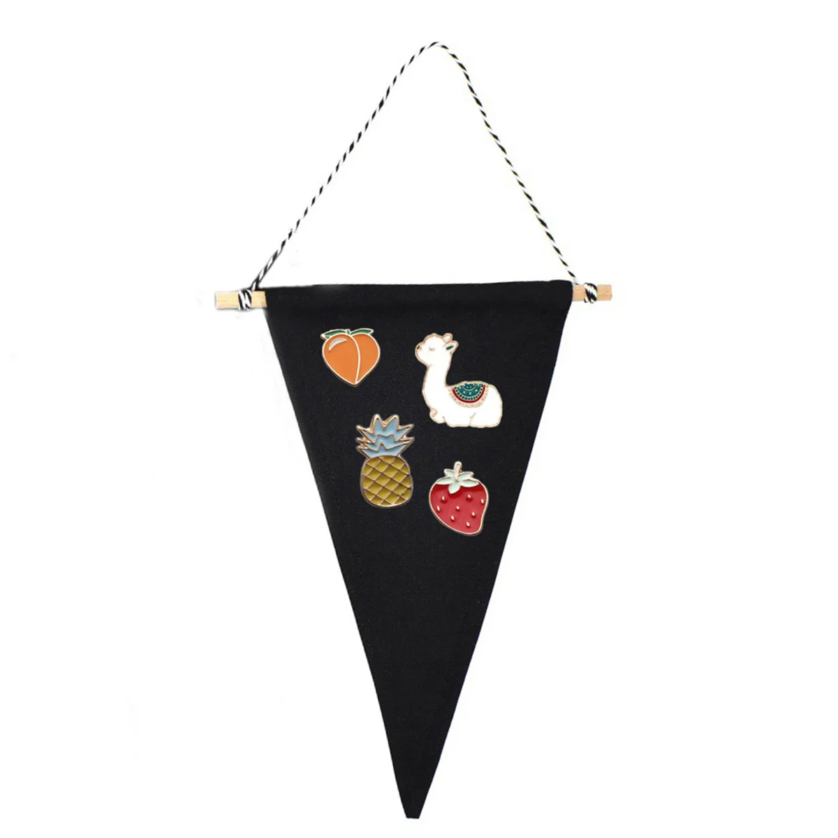 

2 Pcs Decoration Hanging Badge Banner Pennant for Brooch Canvas Bamboo Pin Wall Display