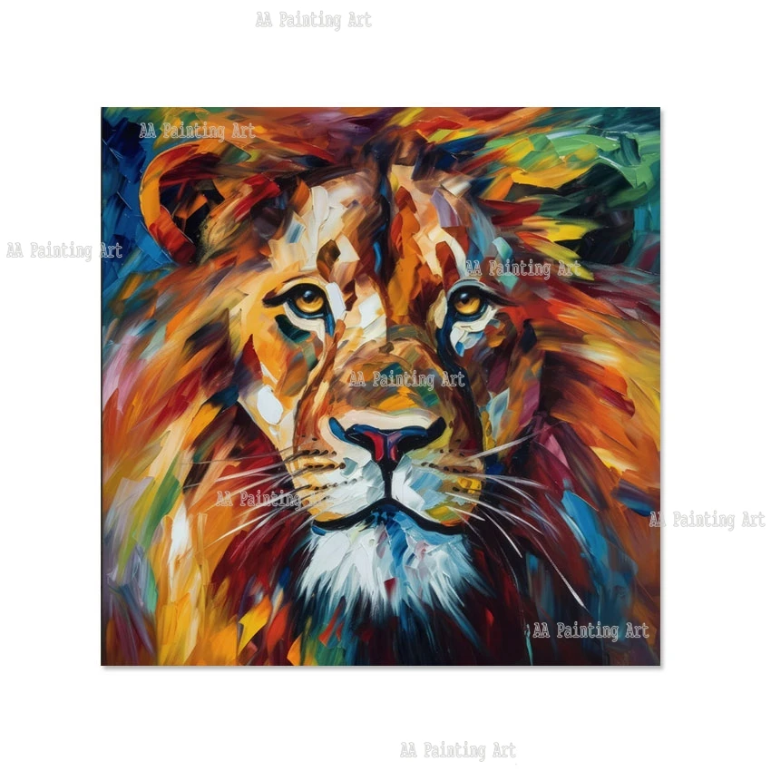 الملونة مجردة الأسد صورة كبيرة الحجم الحيوان قماش الفاخرة النفط اللوحة الاطفال غرفة نوم ديكور العنصر جدار الفن Showpieces