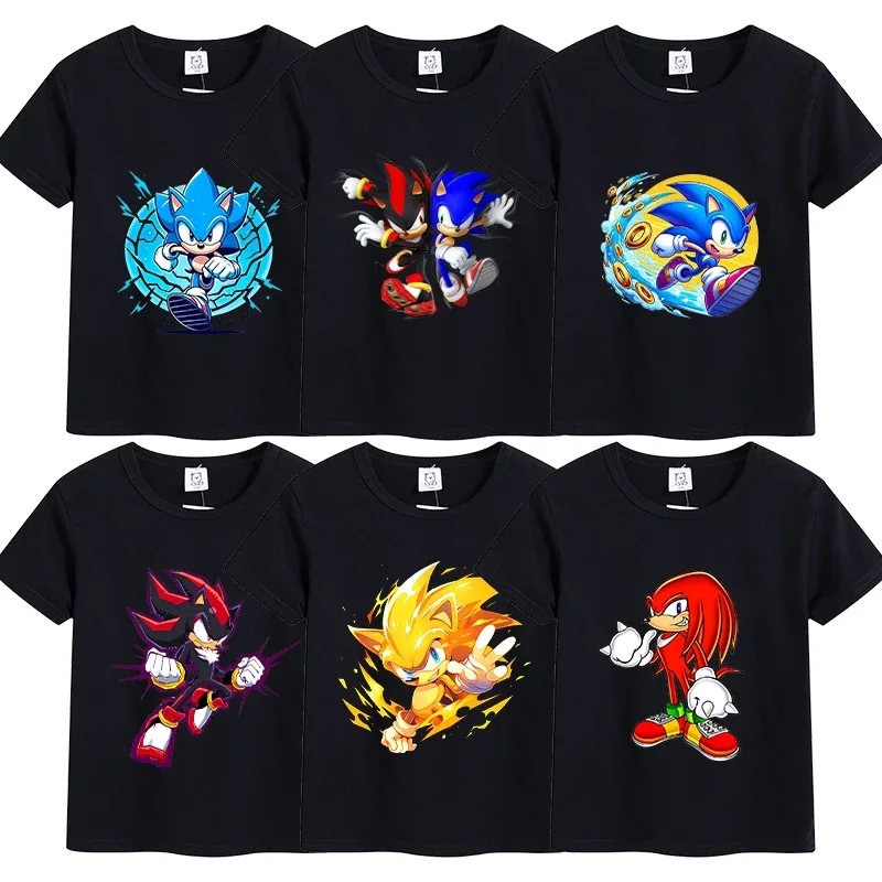 

Soniced Kids T-shirt Cute Anime Print Cotton Tee Shirt Boys Girl Short Sleeve Summer Streetwear Casual Clothes Kawaii Party Gift