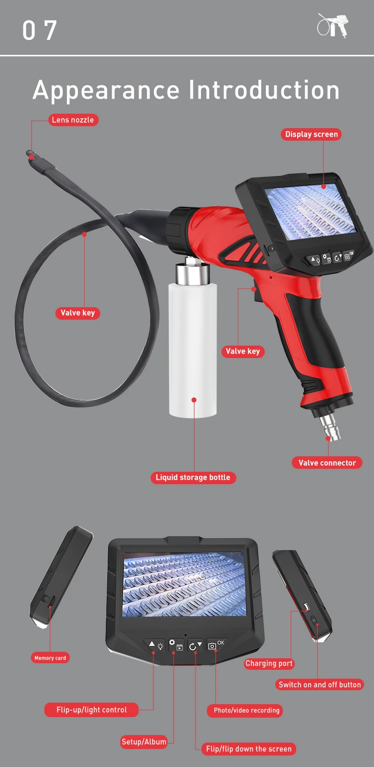 High Quality Car Wash Air Conditioner Cleaner Support Video 8.5Mm 2Mp Car Endoscope Air Conditioner Cleaner