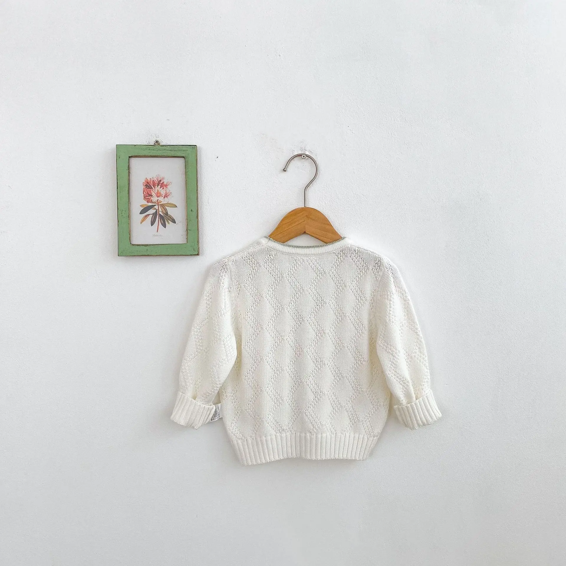 Heartfelt Collar Flared Color-Block Cardigan Autumn/Winter Loose Simple Versatile Women's Baby Coat Pure Cotton Sweater