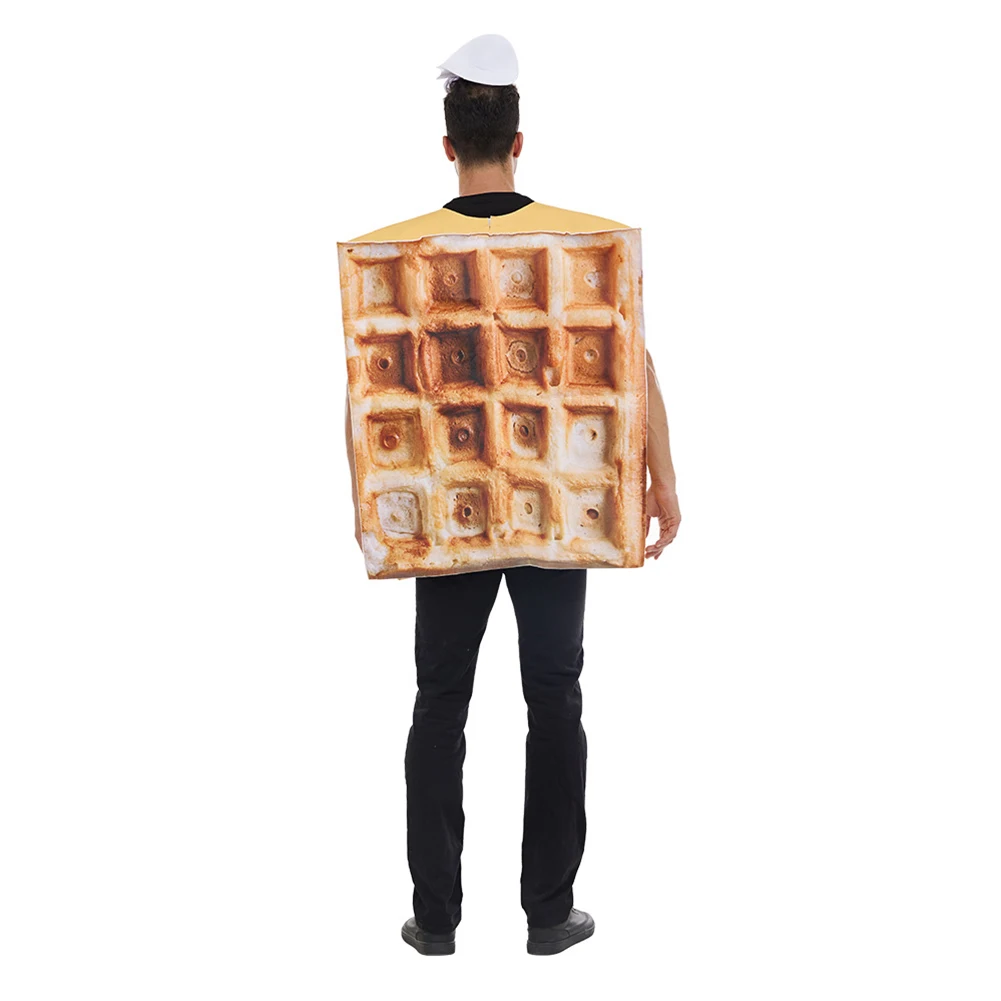 Disfraz de Waffle para hombre y mujer, traje de juego de rol de comida, ropa de actuación divertida para adultos, traje de fiesta de Carnaval y Halloween