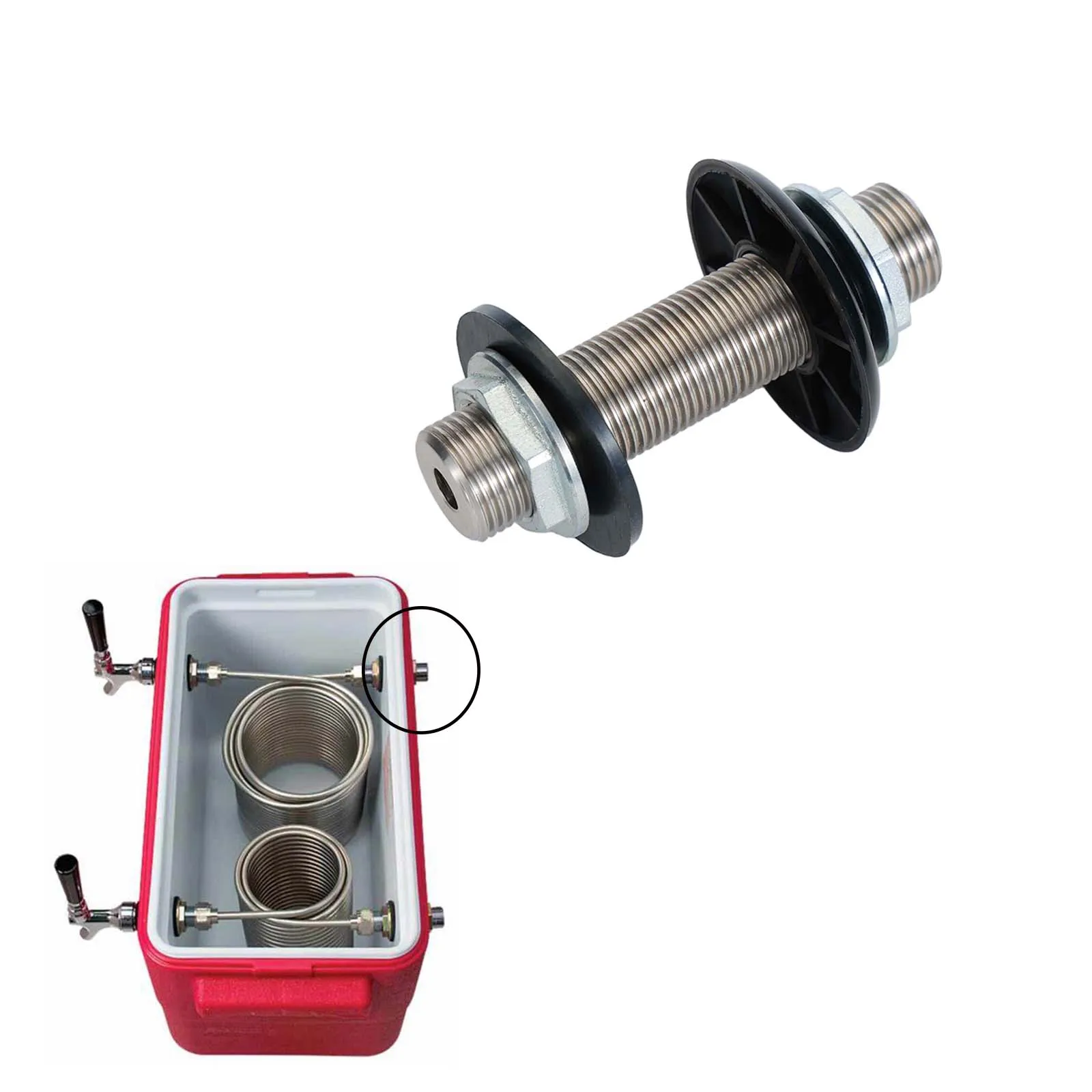 

Jockey Box 10cm Shank Pass Through Cooler Coupling Stainless Steel Construction 8mm Bore Size Standard Beer Threads