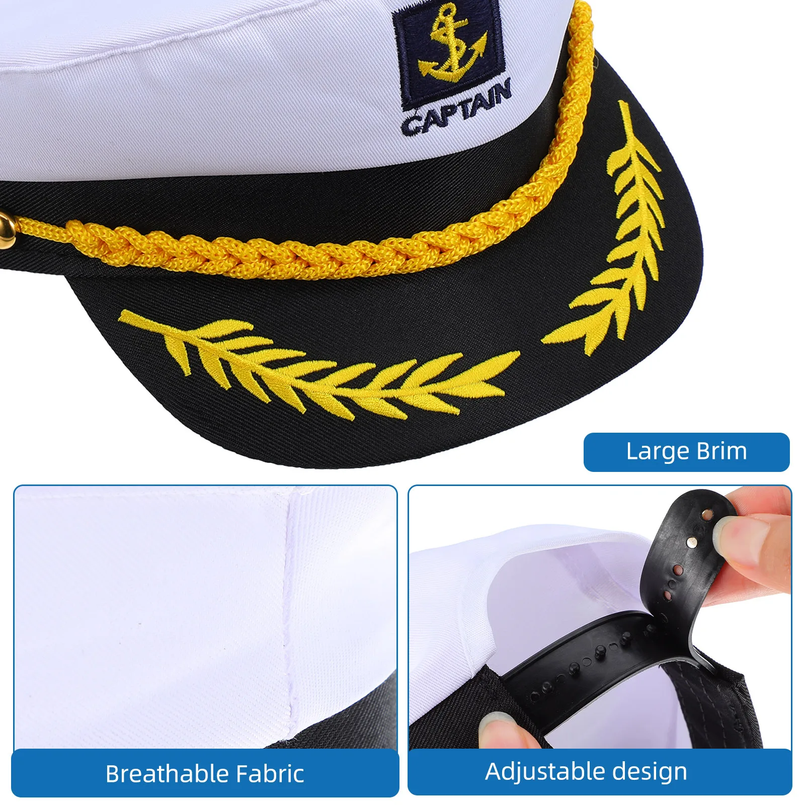 Navy Hat Sailor Captain Costume for Men BESTOYARD Yacht Boat Party Ship Accessory Marine Admiral Bucket Cap