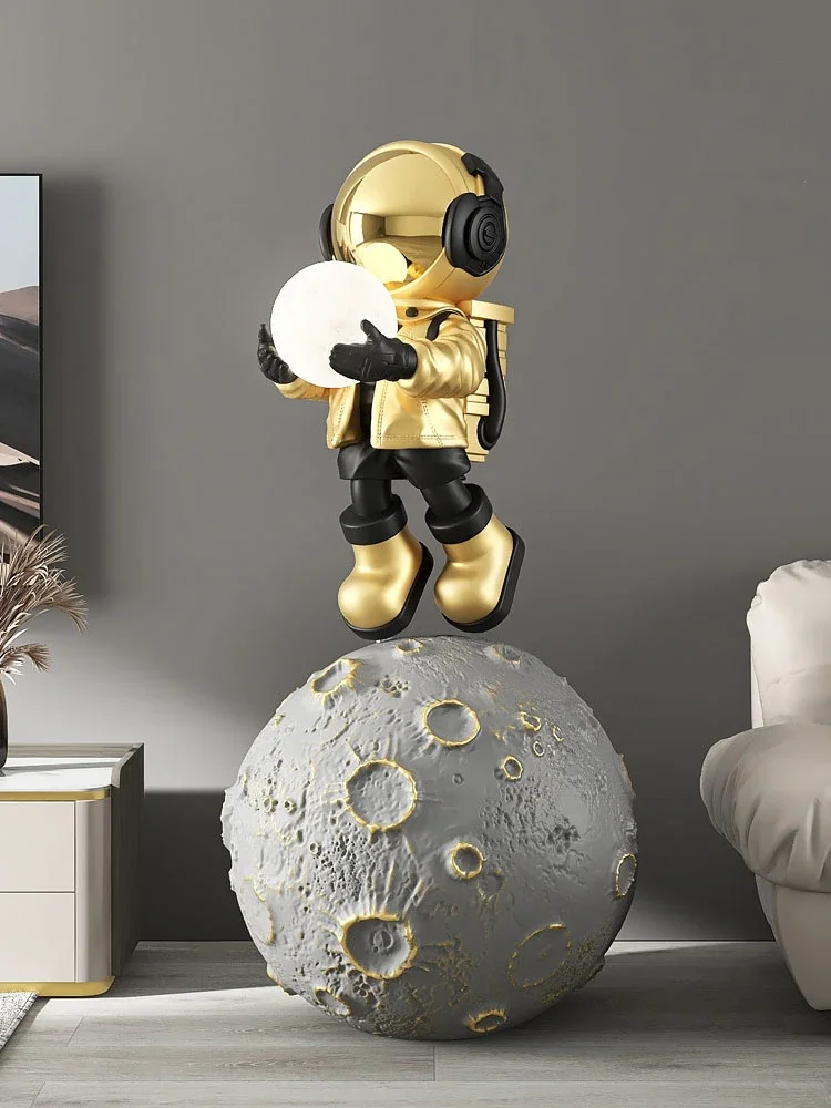 Home Decor Large Astronaut Ornaments Fashion Living Room Store Floor Sculpture Interior Modern Art Galactic Light Resin Statue