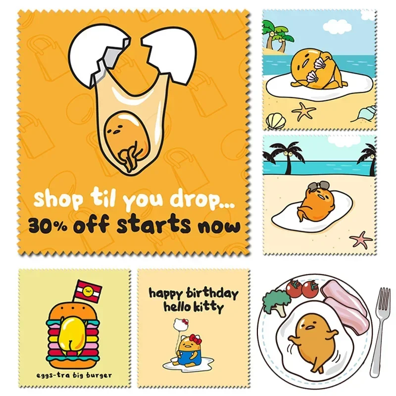 Sanrio Gudetama Cute Glasses Cleaner Microfiber Cleaning Cloth for Glasses Cloth Lens Phone Screen Cleaning Wipes Gift Wholesale