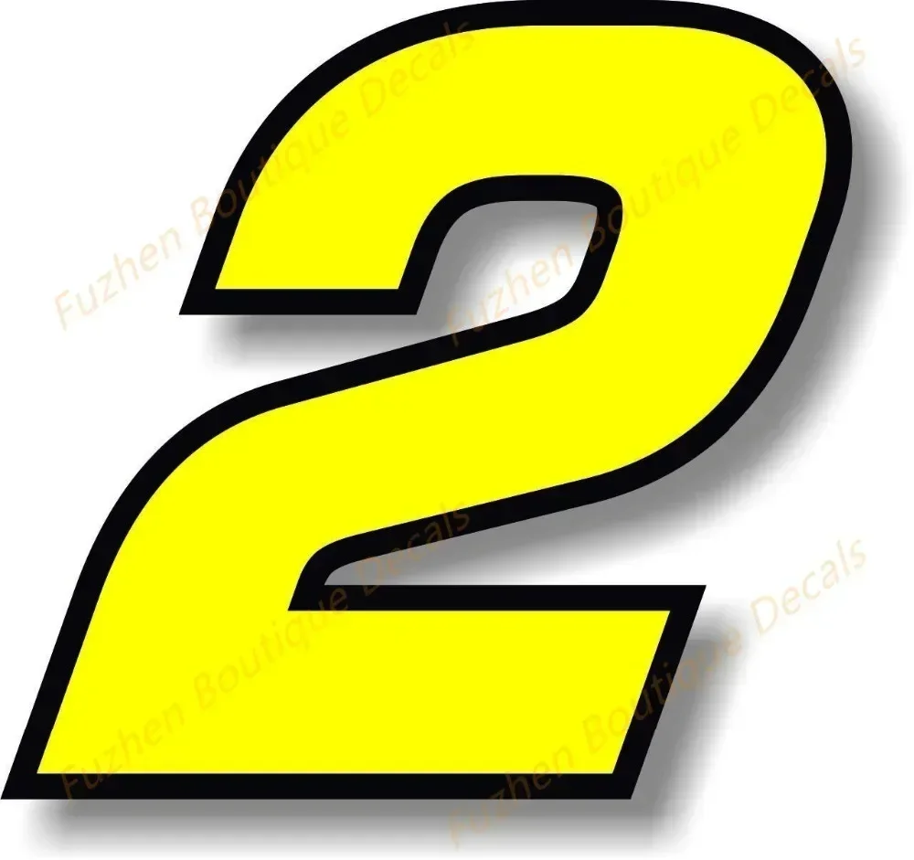 Racing Number Yellow Sticker Vinyl Decal with Black Border for Car Exterior Body Boutique Auto Decoration Accessories