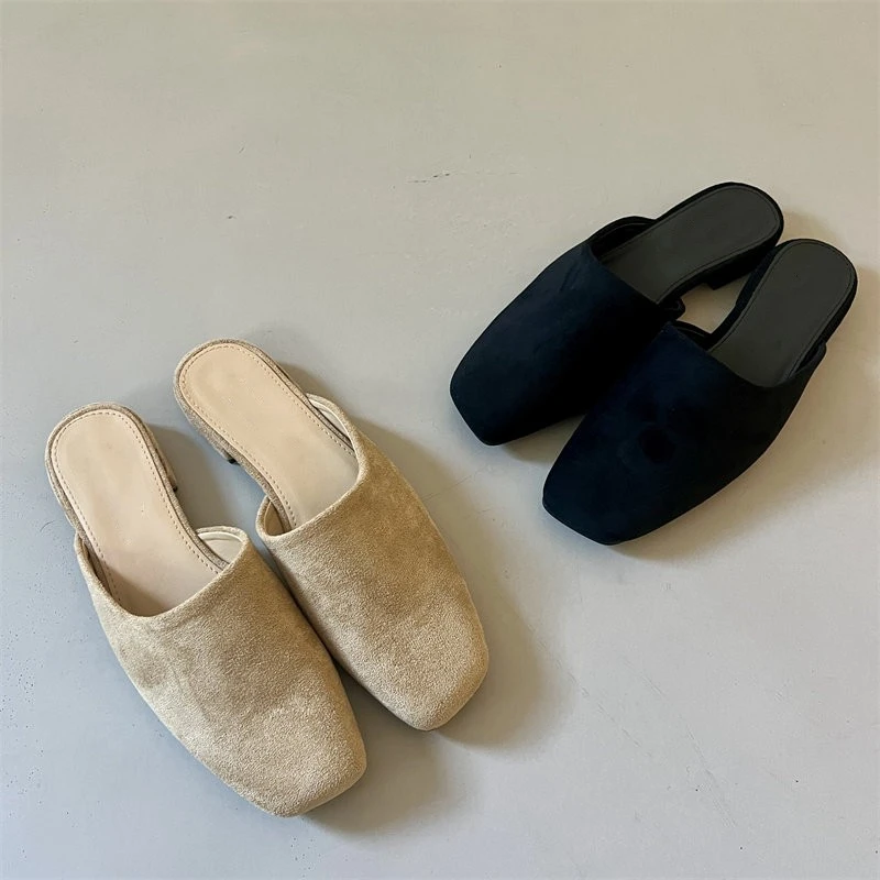 Baotou Half Slippers for Women Wearing Summer New Korean Version Square Headed One Step Lazy Muller Slippers for Women view 2