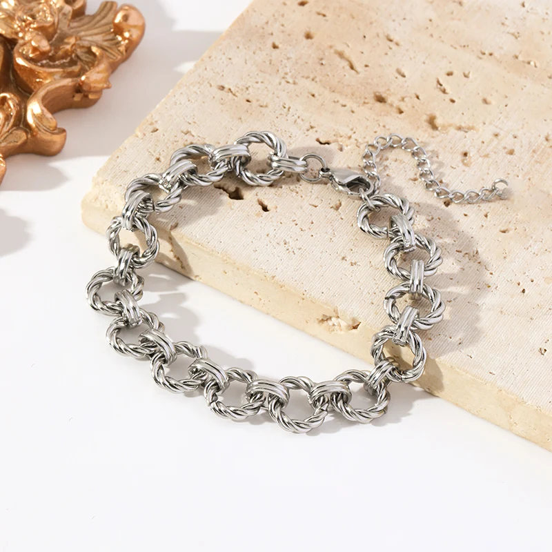 EILIECK 316L Edelstahl Metall Goldfarben Rundgliederkette Halskette Armband Set für Damen Mode Punk Wasserdichter Schmuck – Detail 19