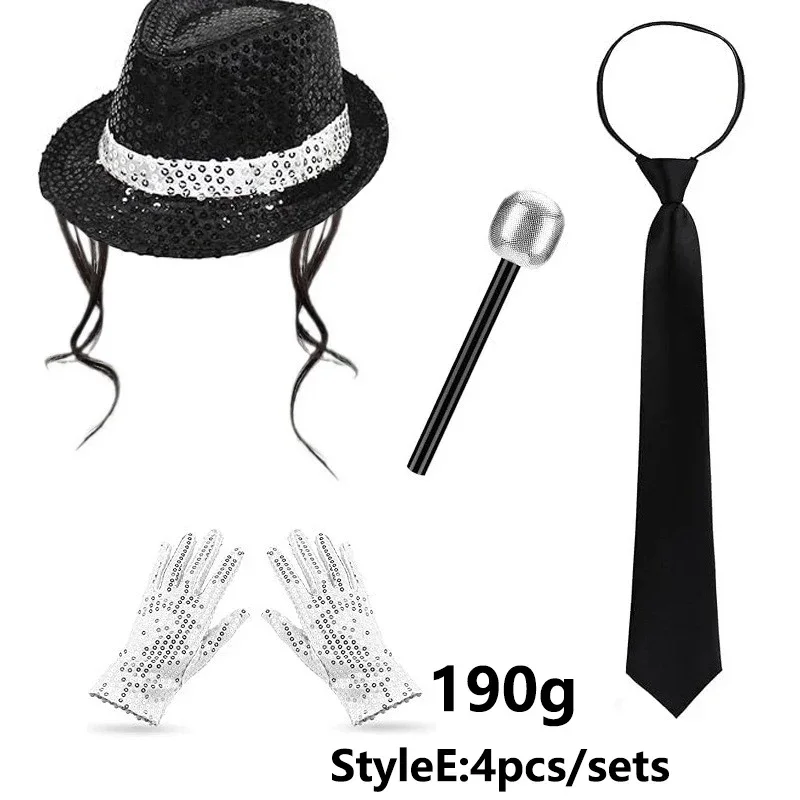 2026 Jackson-Style Pailletten-Hut-Krawatte-Handschuh-Set Funkelndes Disco-Kostüm für Kinder Tanzparty Halloween Bühnenauftritt Cosplay-Outfit – Detail 2