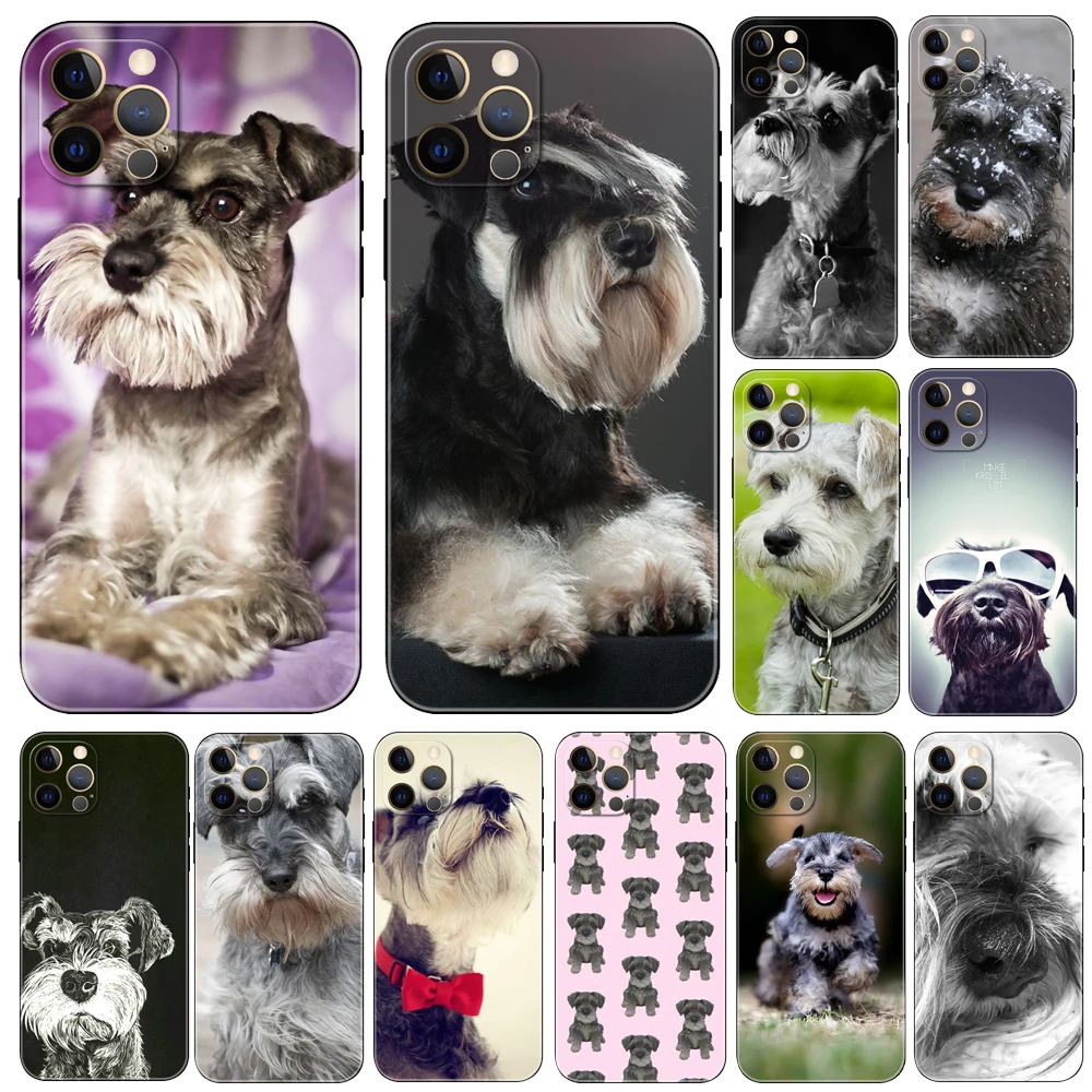 Schnauzer Puppy dog ，phone case for iphone，14 2020se 6 6s 7 8 plus x 10 XR XS 11 12 13 mini pro soft MAX black tpu back cover