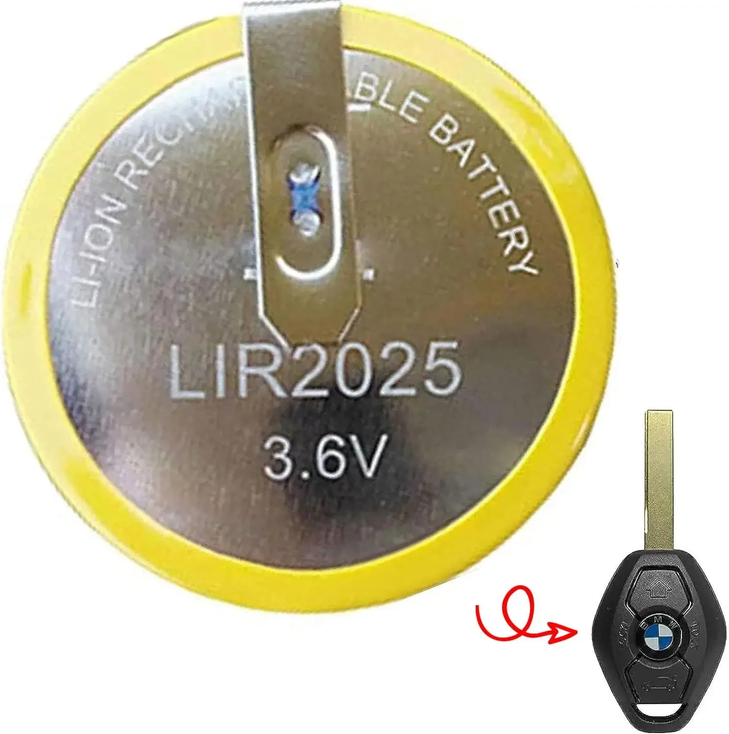 

Replacement for LIR2025 90degrees Battery for BMV Mini Cooper M3 M5 M6 Z3 E63 Car Remote Key FOB Auto Remote Keys Battery 3.6V