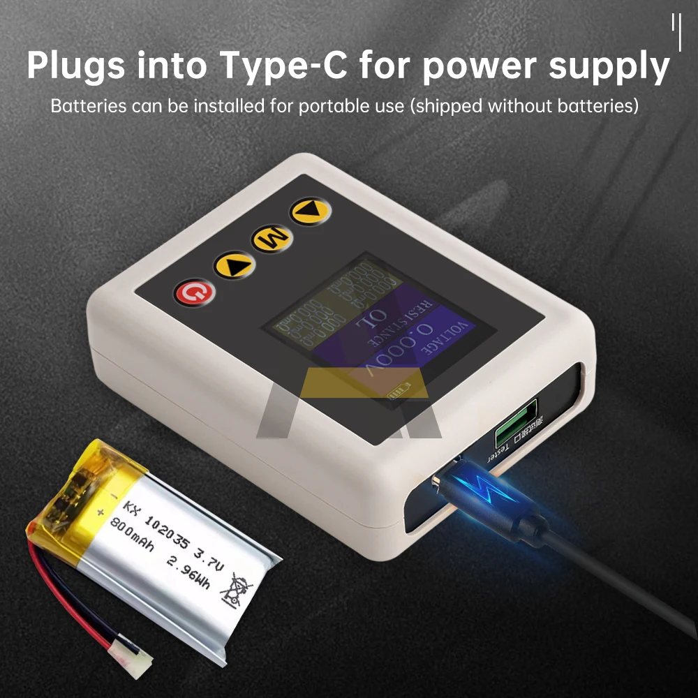 TS4520 0.1mΩ~20Ω High-precision Internal Resistance Detector 1.77-inch True 4-Wire 0.001V~45V Voltage Tester 5V Type-C With Clip