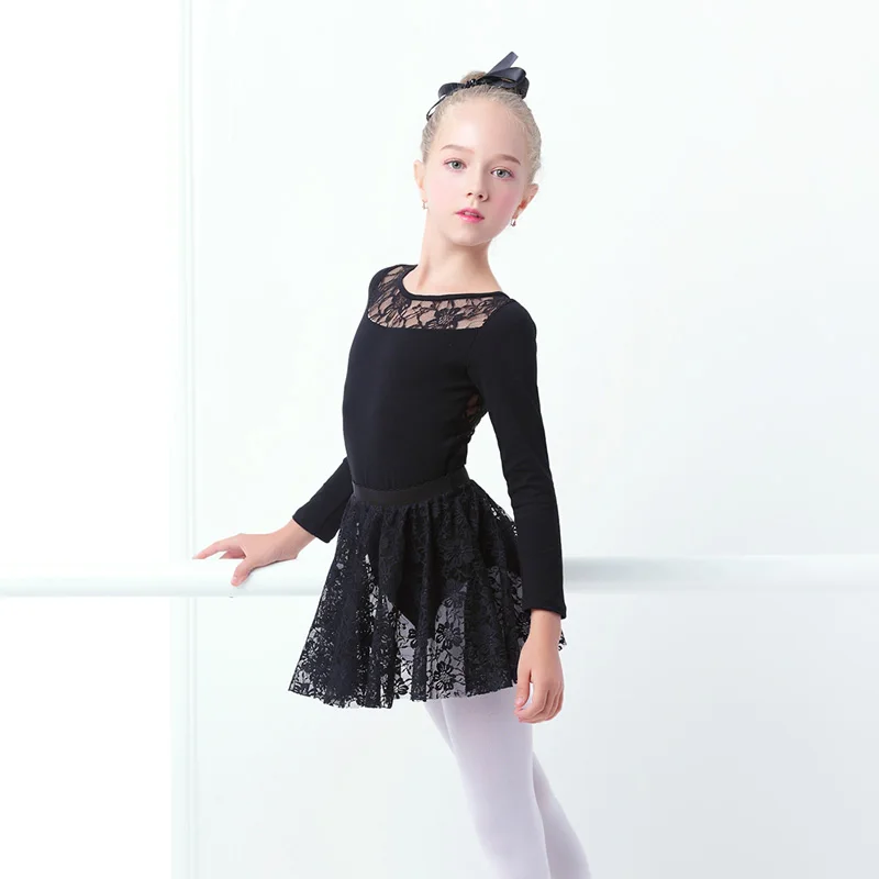 Girls Ballet Leotards Black Gymnastic Leotards Lace Skirted Leotards Long Sleeve Kids Toddler Bodysuit Swimsuits Clearance Sale