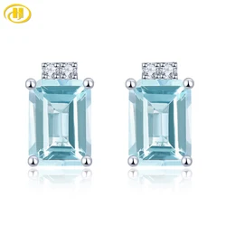 Natural Sky Blue Topaz Sterling Silver Stud Earring 2.4 Carats Genuine Gemstone Classic Simple Daily Fine Jewelrys Birthday Gift
