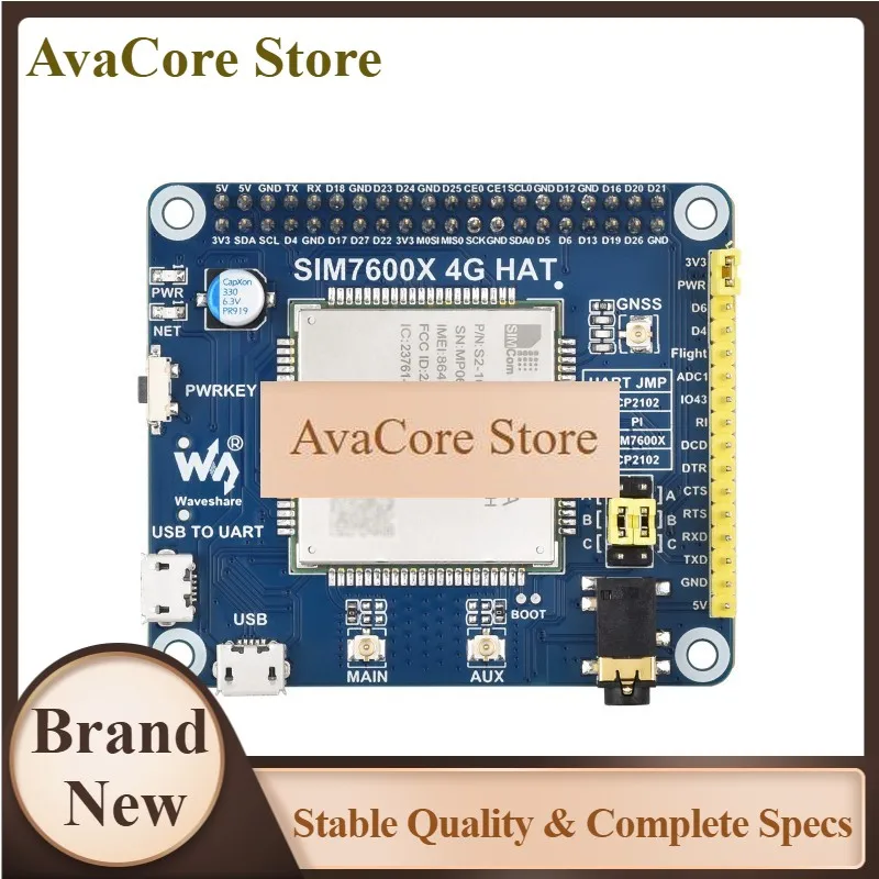 AvaCoreSIM7600NA-H 4G HAT For Raspberry Pi, LTE Cat-4 4G Support, GNSS Positioning, For North America, For North America