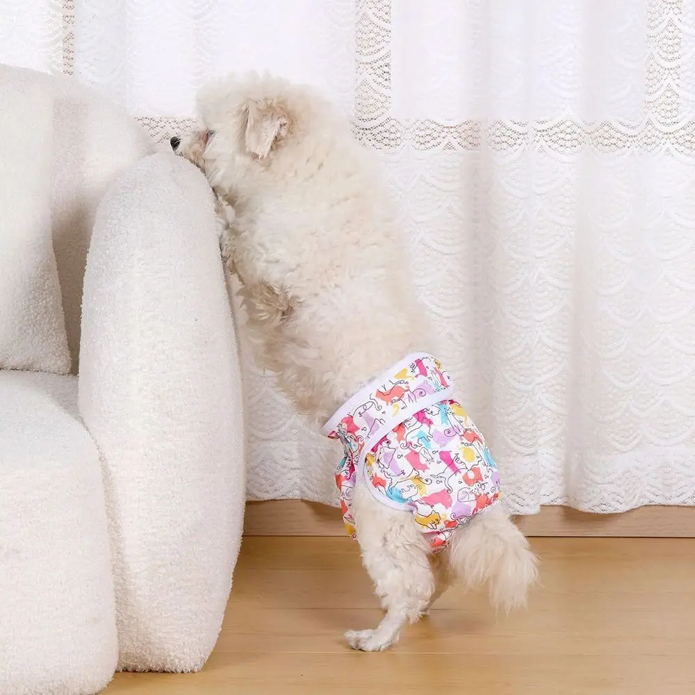 Comfortable Leak Proof Pet Dog Diaper Breathable Adjustable Dog Physiological Pant Cartoon Reusable Puppy Nappies Dog