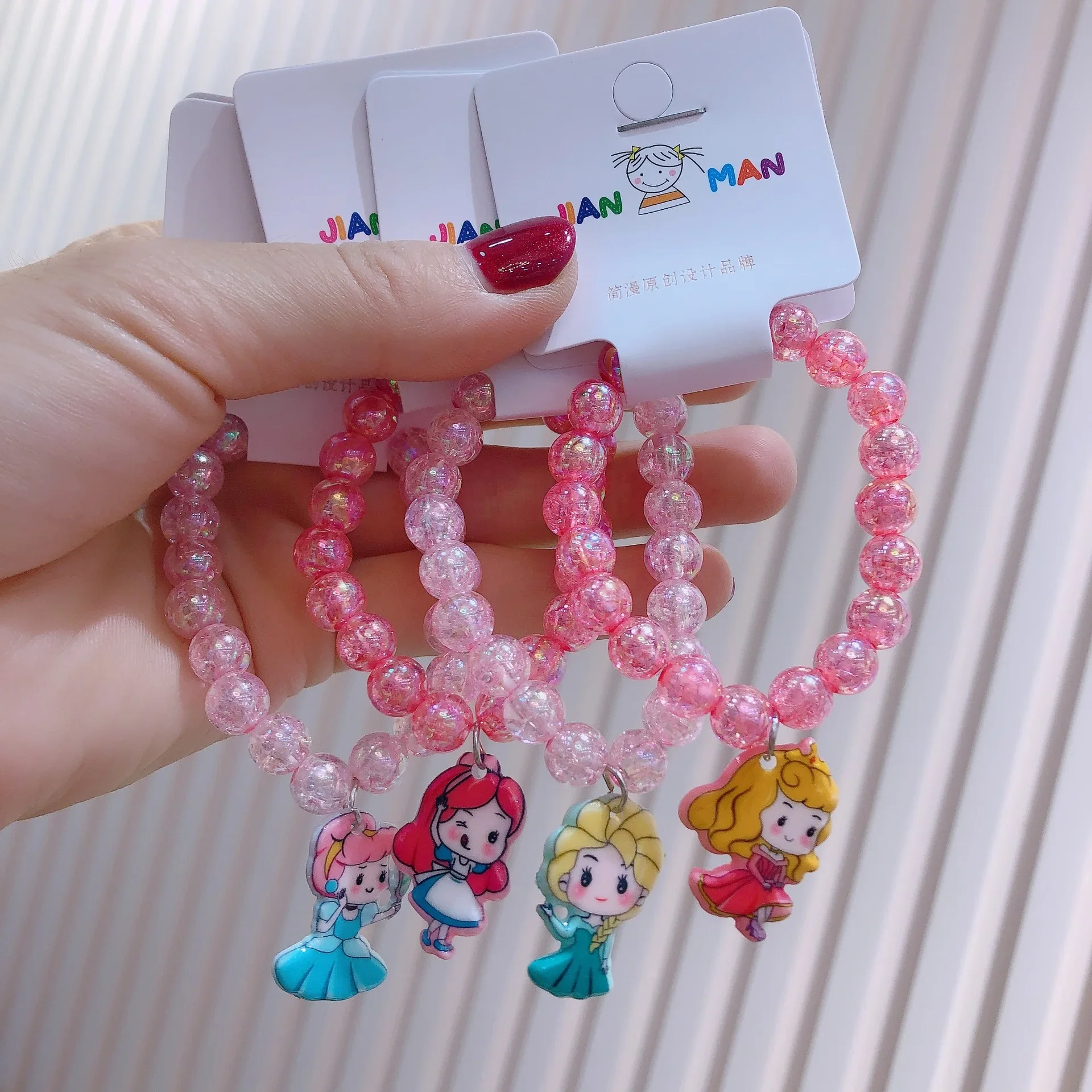 Disney Kid Bracelet Cartoon Princess Elsa Bracelet Jewelry Girl Student Cute Cartoon Crystal Beaded Bracelet Birthday Gifts Toys