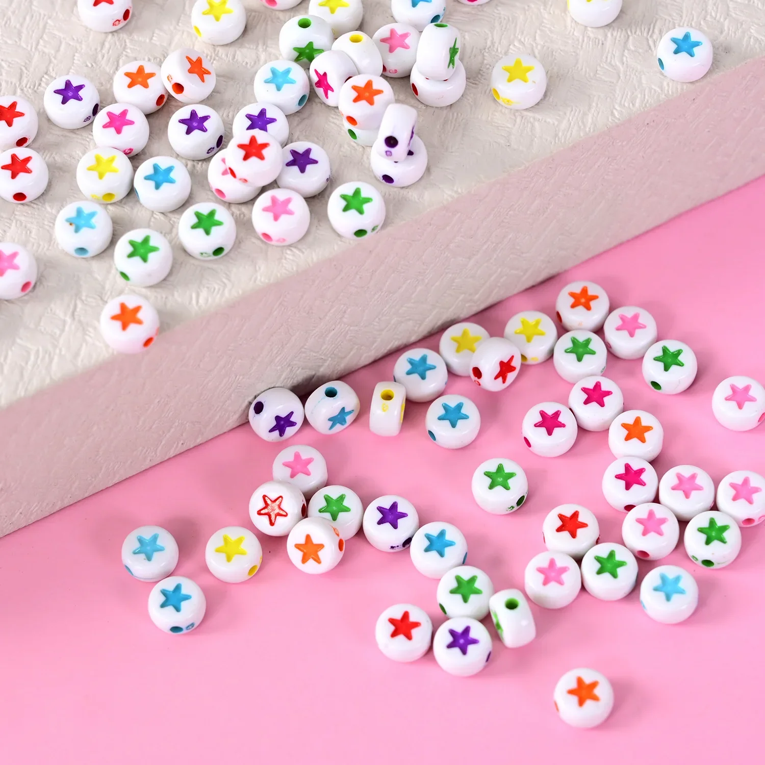 100-500PCS Acrylic Star Beads With Holes Flat Round Spacer Beads for Jewelry Making DIY Handmade Bracelet Necklace Accessories