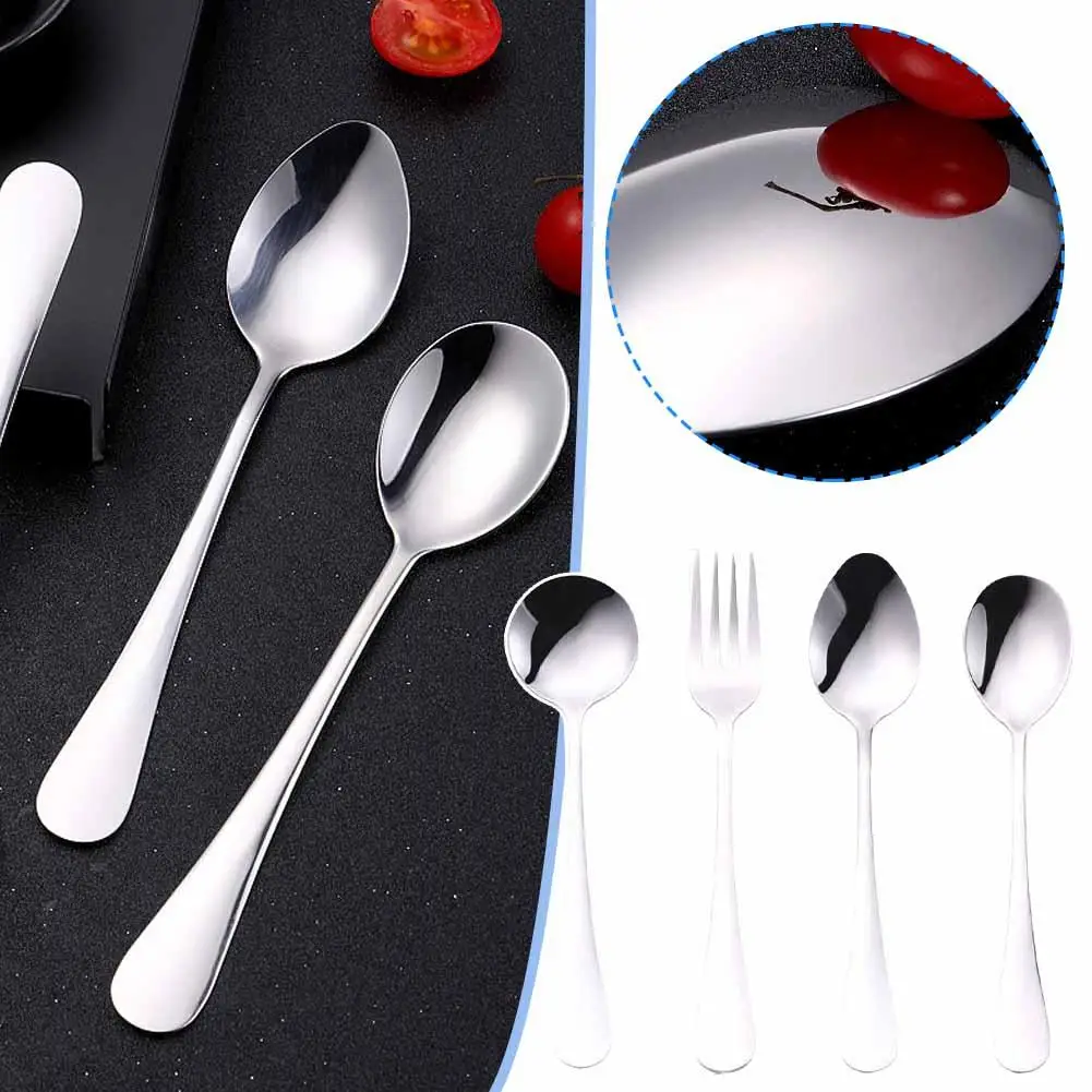 

1pcs Korean Stainless Steel Fork Spoon Long Handle Tableware Ice Dessert Cream Dinnerware Spoon Non-slip Chopsticks Thicken I1P9