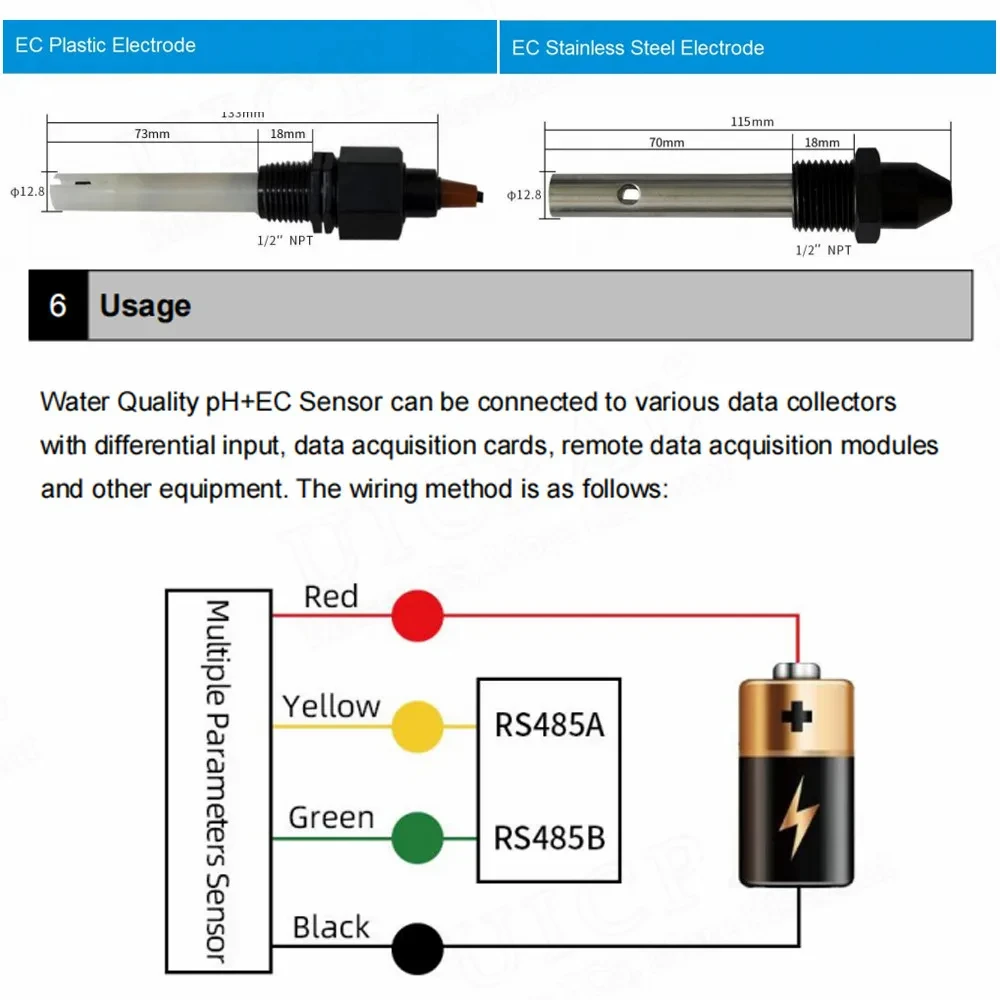 Imagem -03 - Água Industrial Qualidade Turbidez Tester ph Sensor Medidor de ph Detecção Ambiental Orp Eletrodo Sonda ce Transmissor