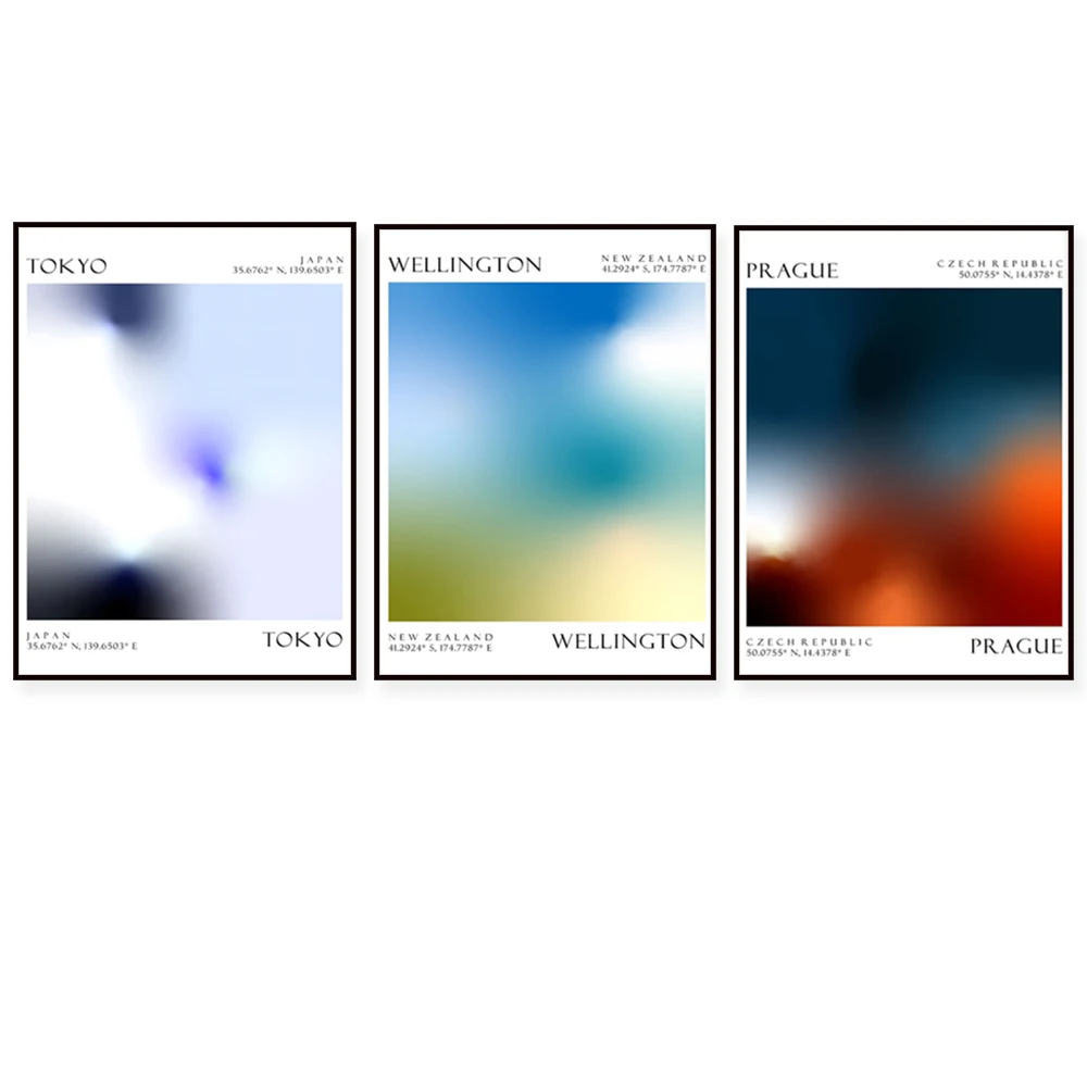 Maldivas, Nueva Zelanda, Checa Praga, Japón, Yaounde, Edimburgo, Portugal, Bielorrusia, Costa Rica, Camboja cartel de viaje degradado