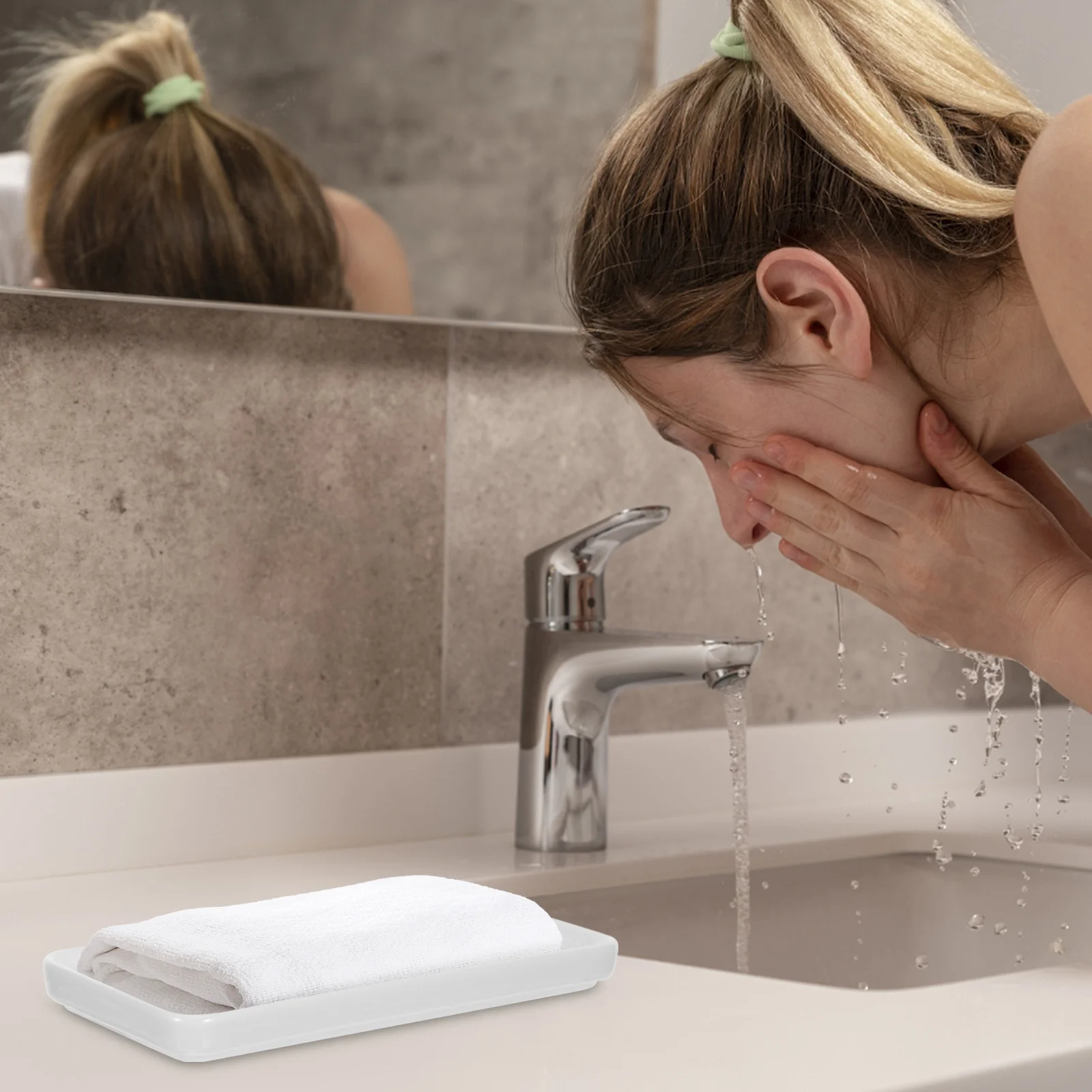 

2 Pcs Tray Ceramic Organizer Vaschetta Portaoggetti Badezimmer Platte Vassoio Rectangular Long Plate