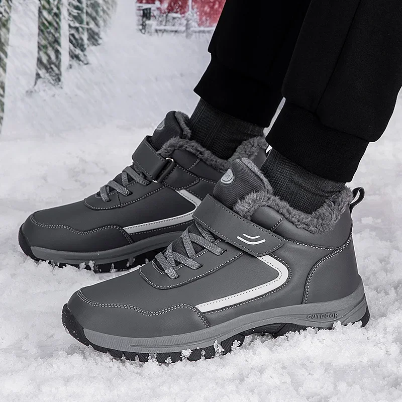 الرجال أحذية رجل الدفء مع الفراء في الهواء الطلق المشي الثلوج أحذية رياضية السفر قصيرة أفخم منصة حذاء للسير مسافات طويلة للجنسين النساء الأحذية #5