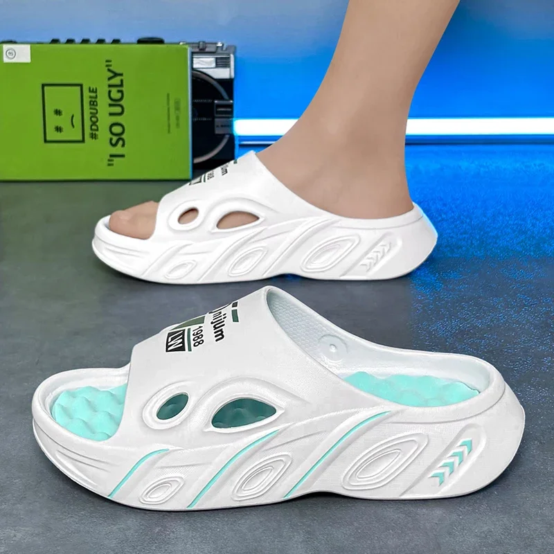 

Новые мужские массажные шлепанцы-сабо для дома и улицы, пляжные повседневные сандалии для мужчин, удобная подошва, летние мужские тапочки