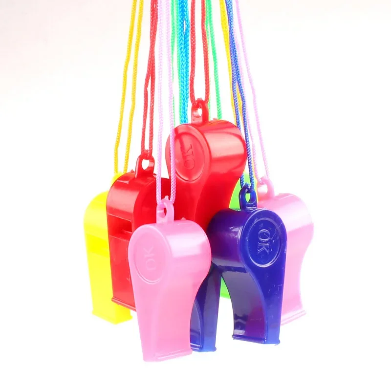 20PCS Colorful Referee Whistles - Loud Plastic Cheerleading Accessories for Basketball Soccer Fans Sport Events & Party Favors w