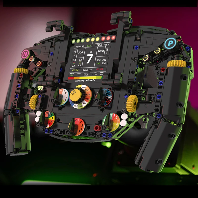 Volante per auto da corsa Formula Blocchi tecnologica Macchinari MOC Modello di assemblaggio per auto sportiva Porta telefono Regalo creativo