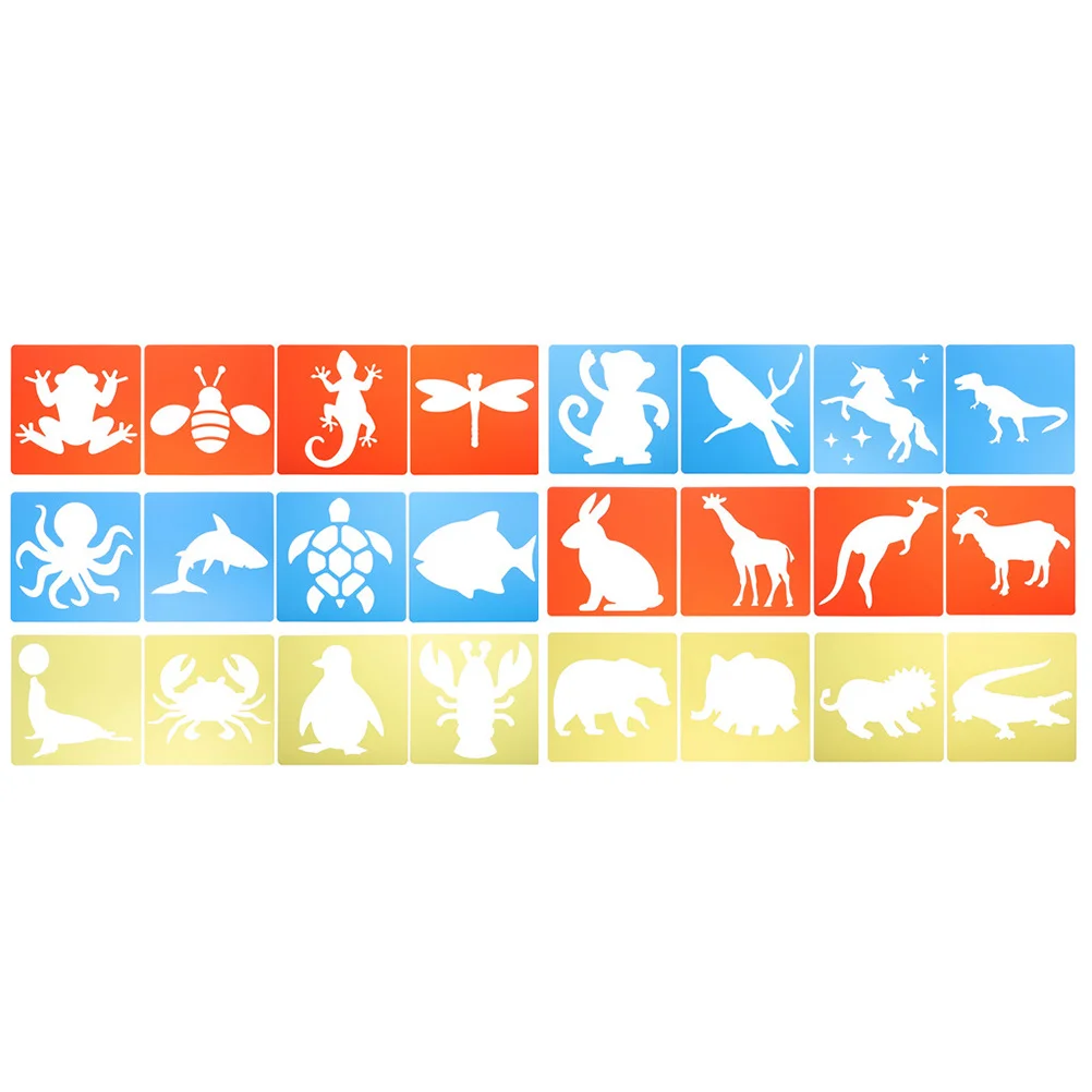 

24Pcs Animal Shape Painting Stencils Durable Washable Plastic Templates for Kids DIY Craft Drawing Sidewalk Chalk