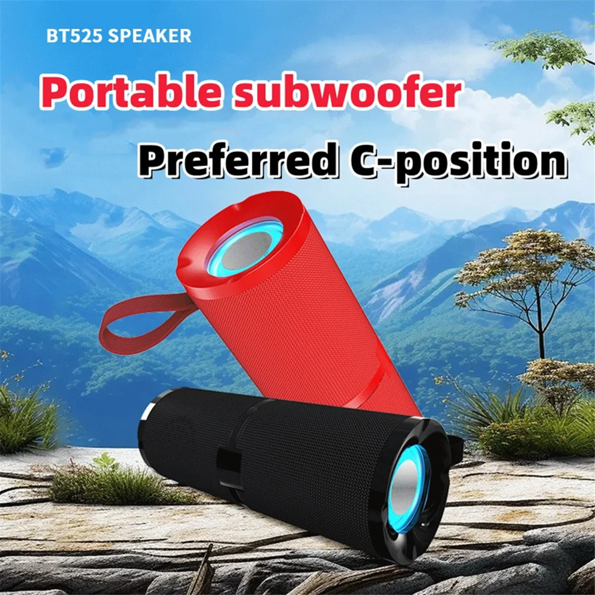 

2025+Wireless Bluetooth Speaker Portable Outdoor Waterproof Dual Horn Subwoofer Surround Sound System RGB Color Light Black