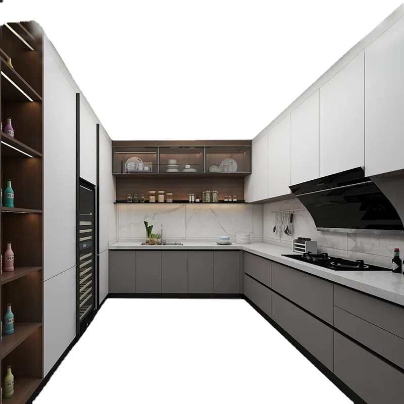 Simple Kitchen Cabinets  And Commercial Storage Rental Room Living Room Quartz  Rock Slab Multi-layer Solid Wood H