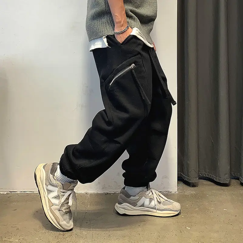 Large Men's New Style Sweatpants Men's High Street Trendy Brand Cool and Stylish Drawstring Foot Sports Pants