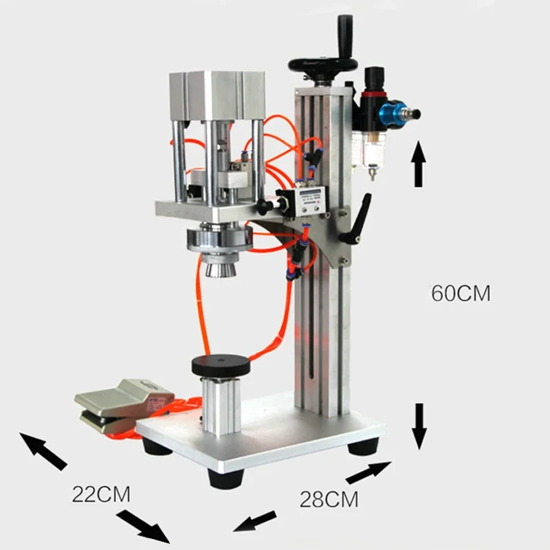 Perfume Pneumático Crimping Tampando Taping Selagem Máquina, Aço Inoxidável, Metal Press com Opcional Clamp Chuck, LY-08