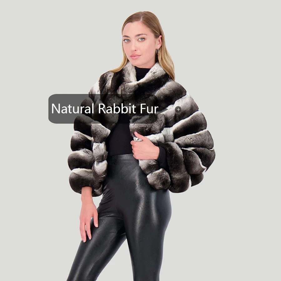 Abrigo de piel Natural para mujer, abrigos de piel de conejo Rex, chaquetas de piel recortadas, abrigos de piel de conejo auténtico, superventas de lujo