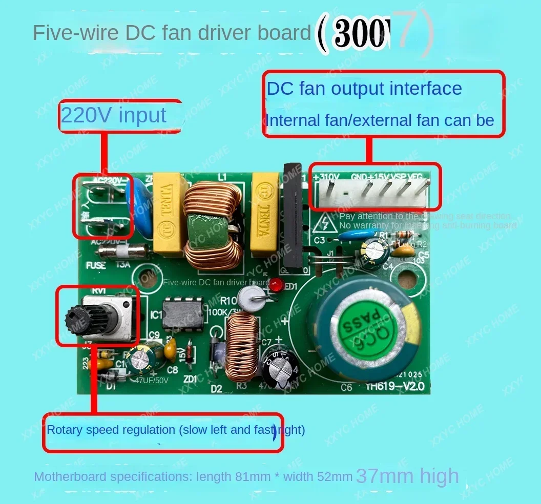 Variable Frequency Duct Fan Brushless DC Fan Five Wire Universal Controller Drive Board Air Conditioner Hanging DC Main Board