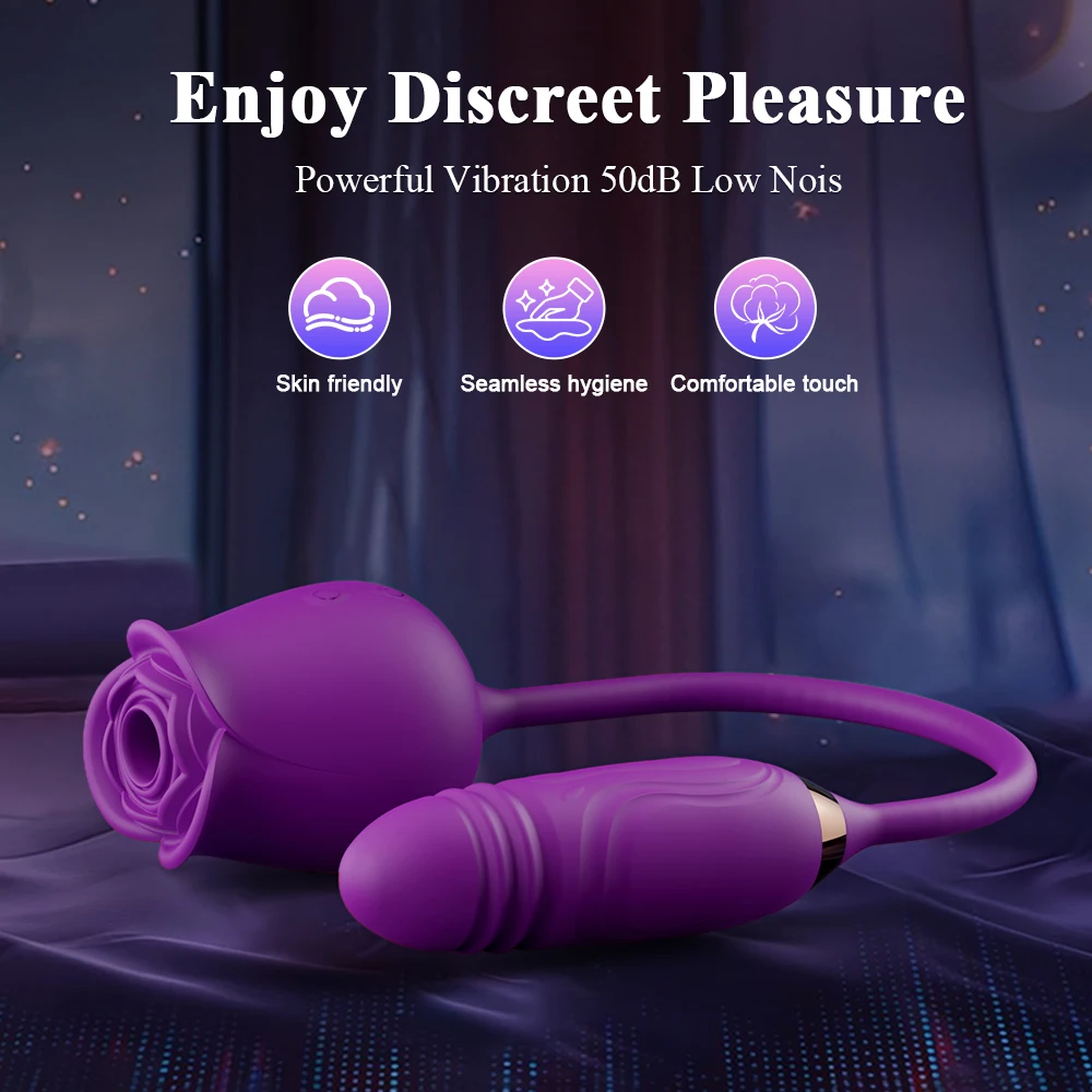 Rose-Toy Thrusting G Spot Massager Sucking Vibrator Egg Female Nipple Sucker Clitoris Stimulator Adult Sex Toys for Women view 5