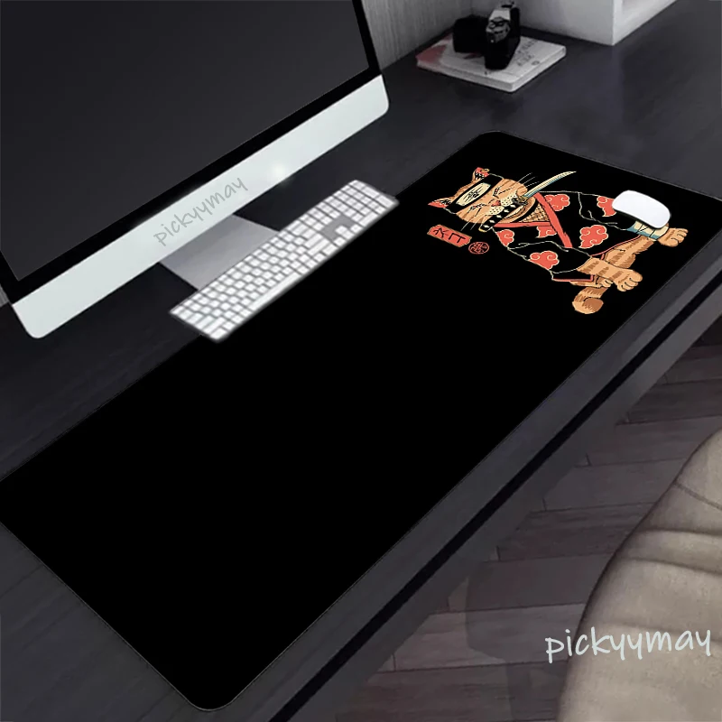 Nhật Bản Samurai Mèo Chuột Lớn Thảm Nghệ Thuật Mousepad Lớn Đen Mousepads Bàn Phím Cao Su Tặng Lót Chuột Để Bàn HD Miếng Lót Chuột 900x400