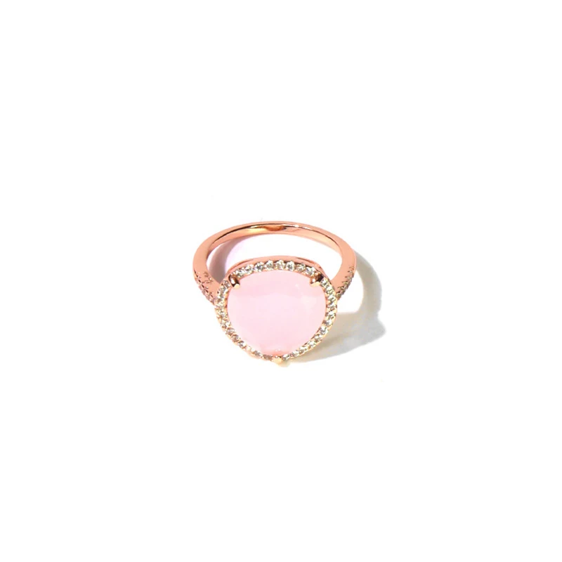 High Quality Rose Gold Color Precious 8 Color Crystal Triangle Micro Set Rings For Women Fashion Jewelry LR034