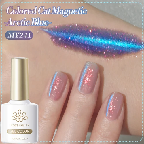 BORN PRETTY 10 ml Auroras Glitter Cat Gel magnético Ártico Azul Ultra brillante Soak Off UV Gel Nail Art Barniz Manicura